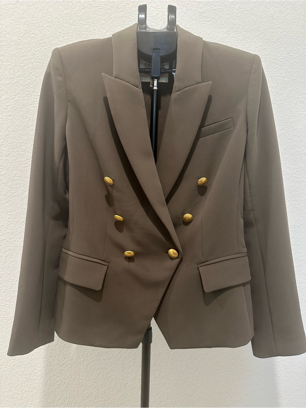 L’AGENCE Double Breasted Blazer Gold Buttons Brown Size 6